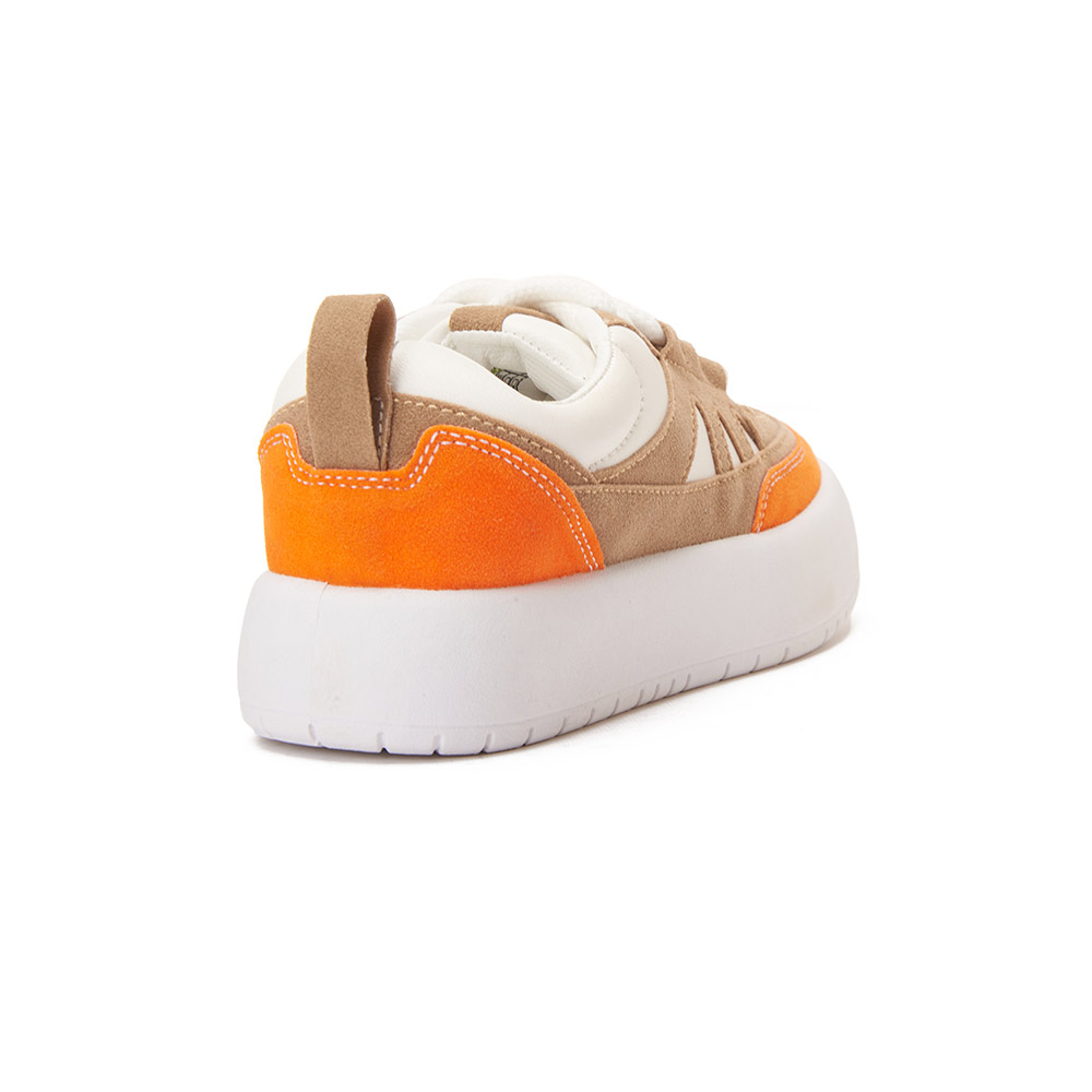 Fashion women sneakers with orange details - White