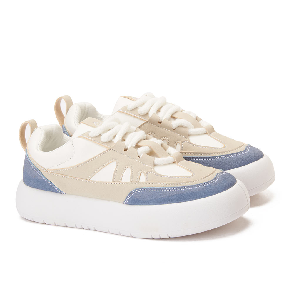 Fashion women sneakers with blue details - White
