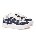 Fashion women sneakers with navy jeans details - White