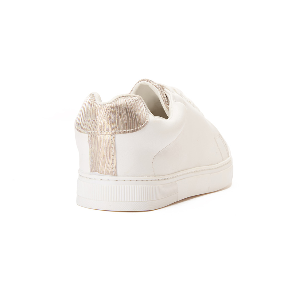 Women's leather sneaker with gold heel - White