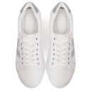 Women fashion sneaker with side silver bar - White