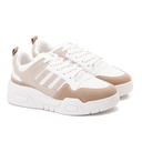 Fashion women sneakers with beige details - White