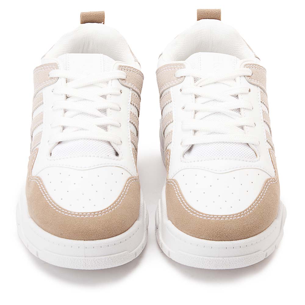 Fashion women sneakers with beige details - White
