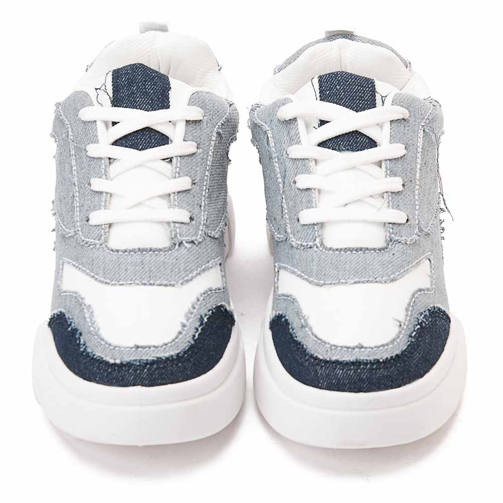 Stylish women sneakers with blue details - White