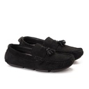 Men leather moccasin with tassels - Black