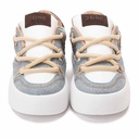 Fashion women sneakers with Blue jeans details - White