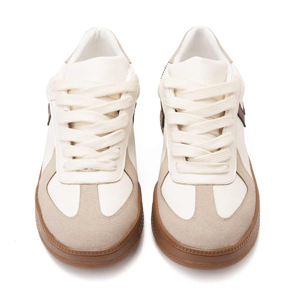 Women's fashion sneakers with brown details - Beige2