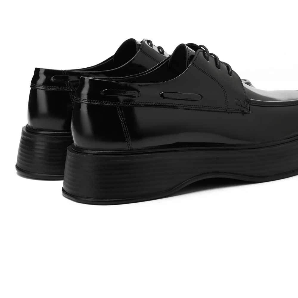 Men's high sole leather shoes - Black1