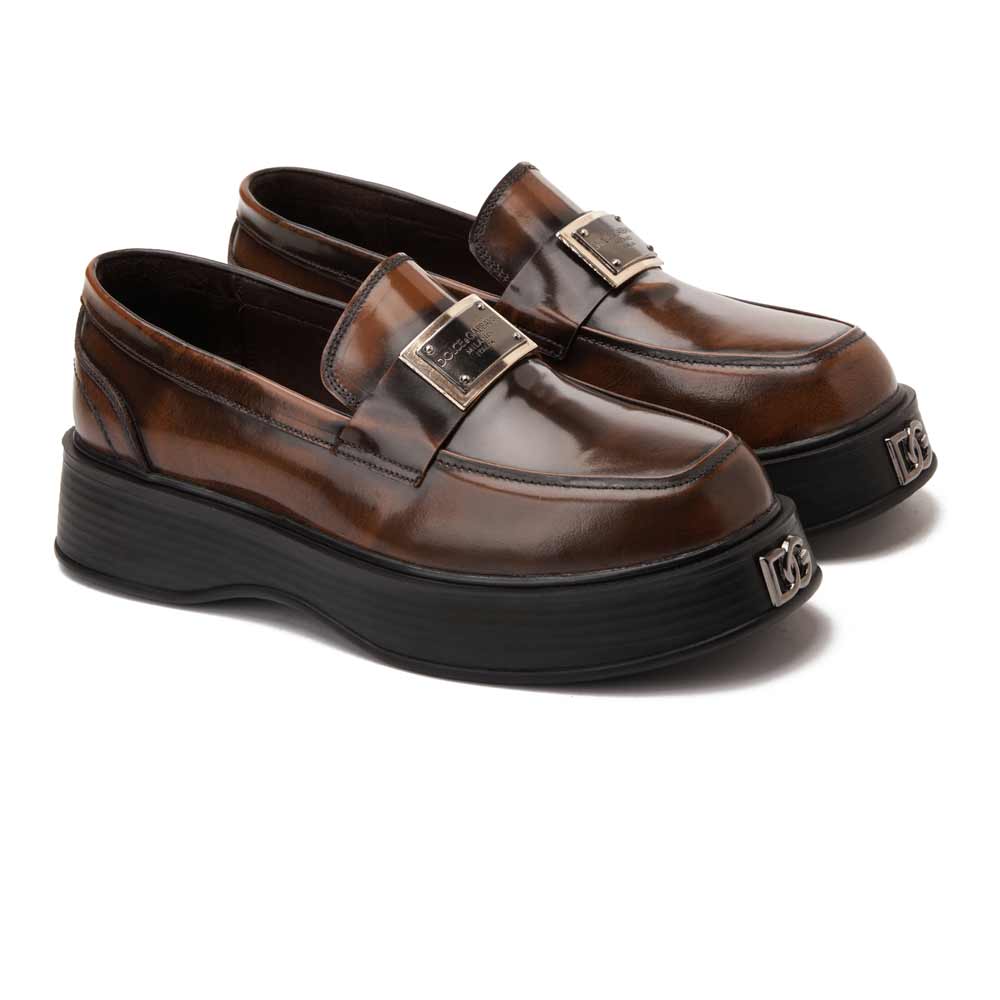 Men's high sole leather shoes - Honey Brown