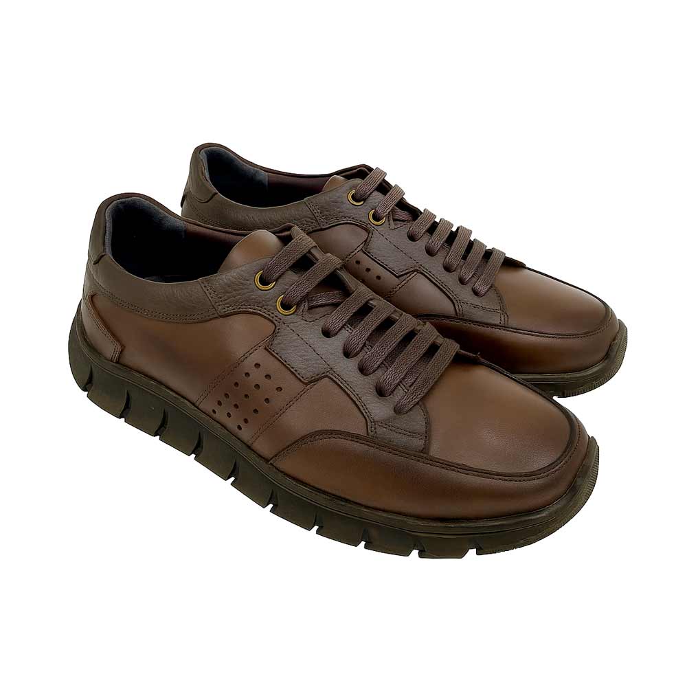 Men geniune leather trainers - Brown