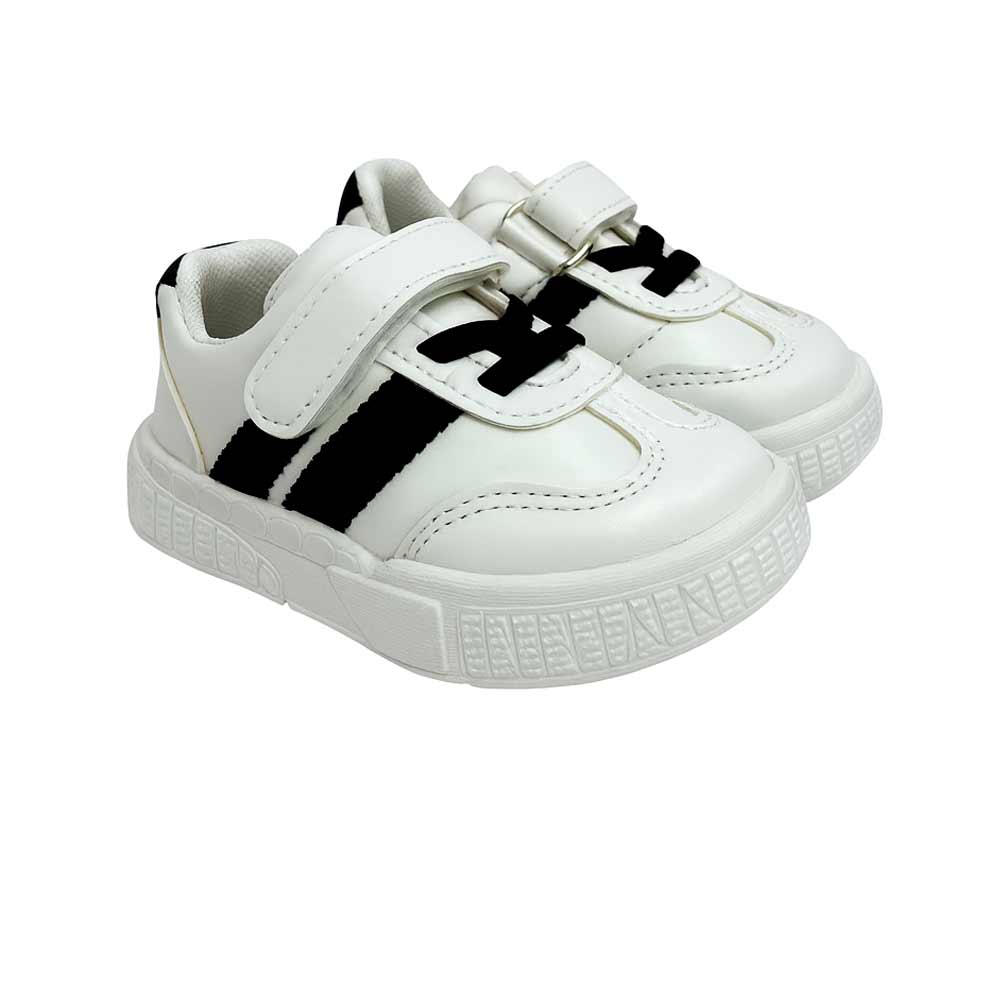 Kids sneakers with black lines - White