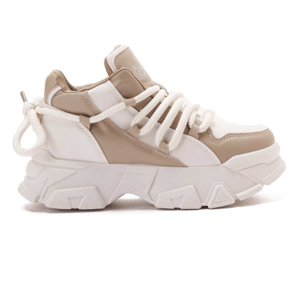Women Trendy Fashion Sneakers - Beige