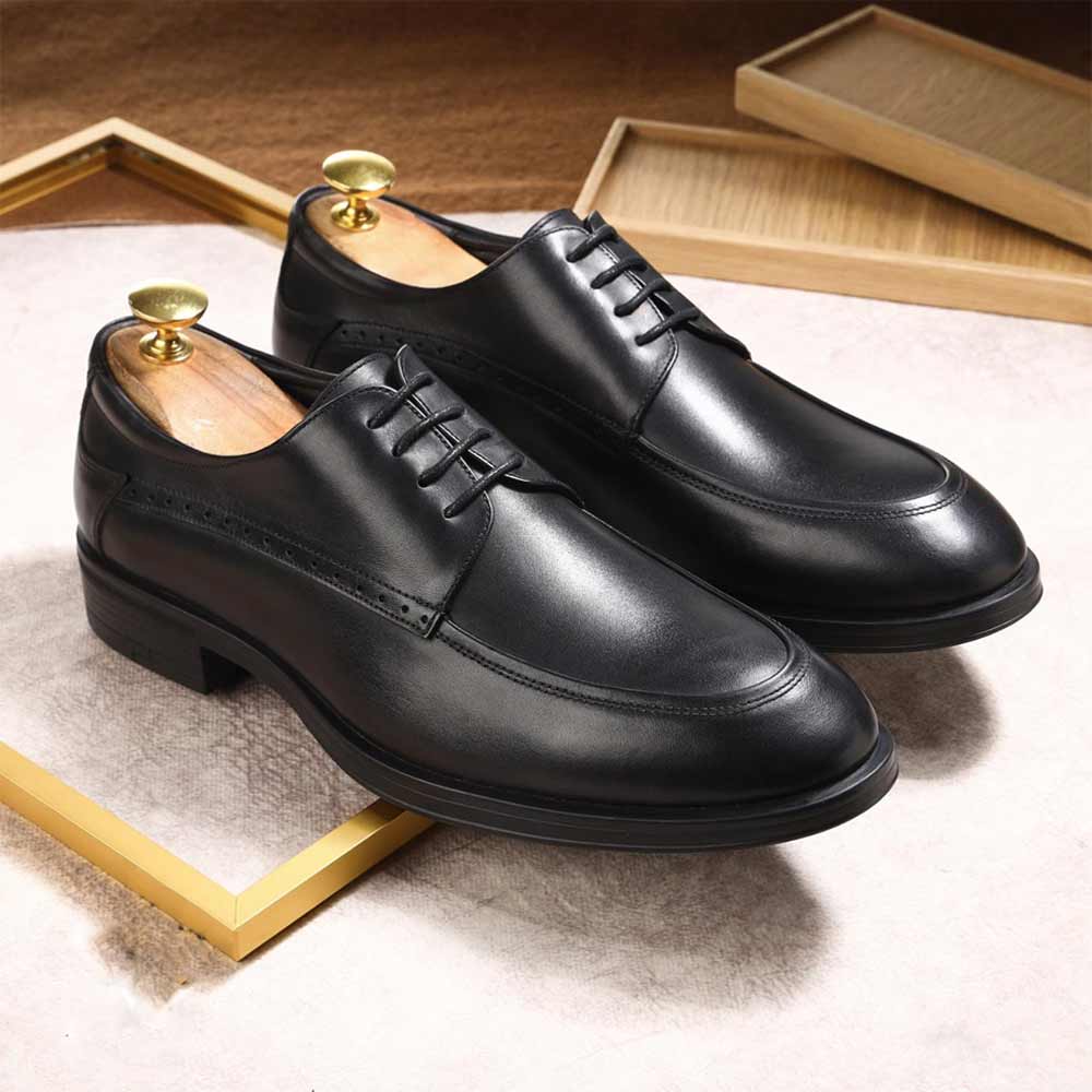Genuine leather men casual shoe - Black