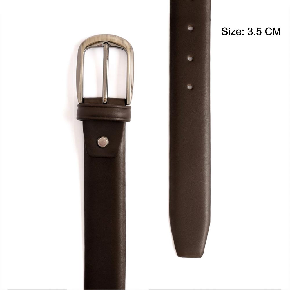 Men's classic leather belt - Brown