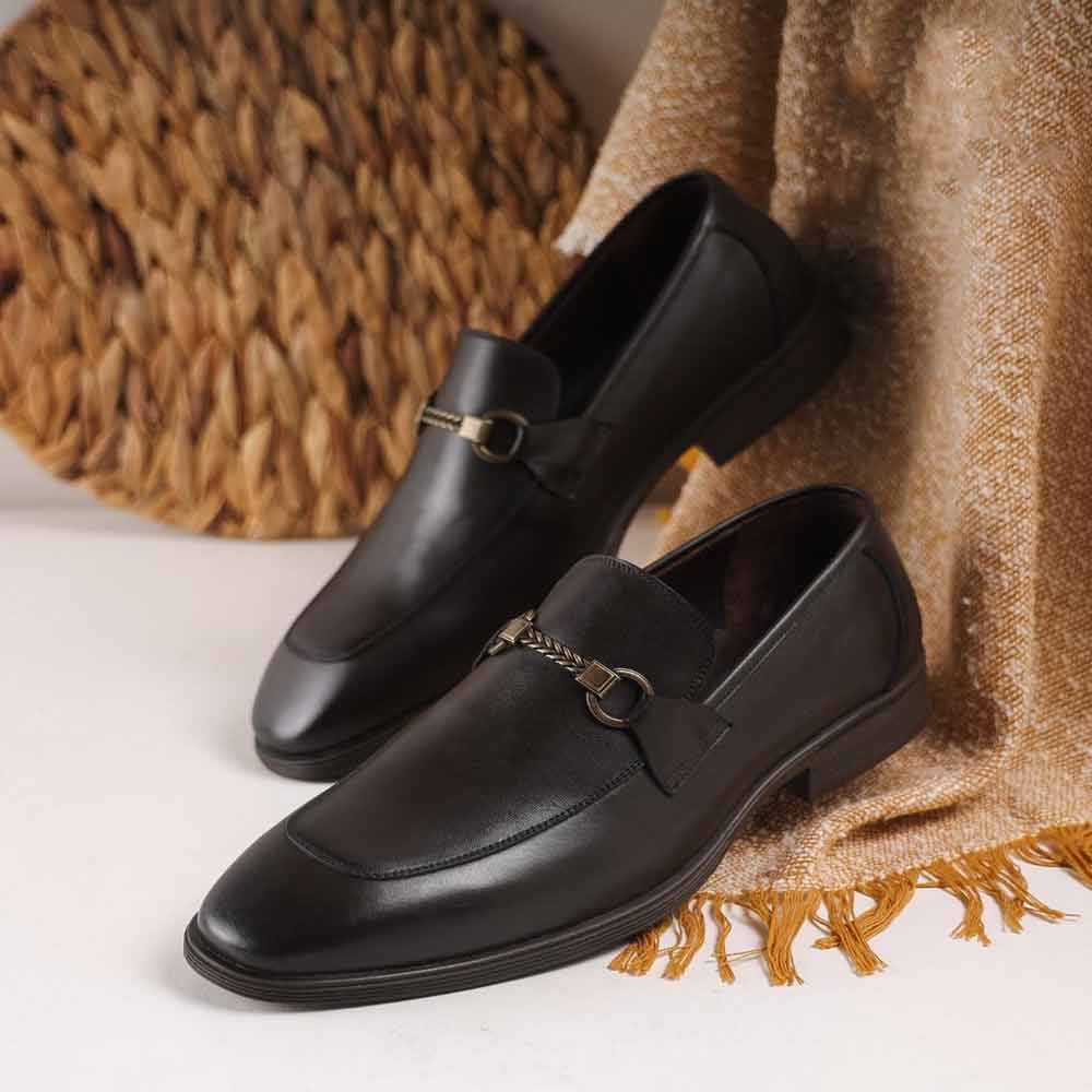 Men leather slip on loafer shoes - Brown