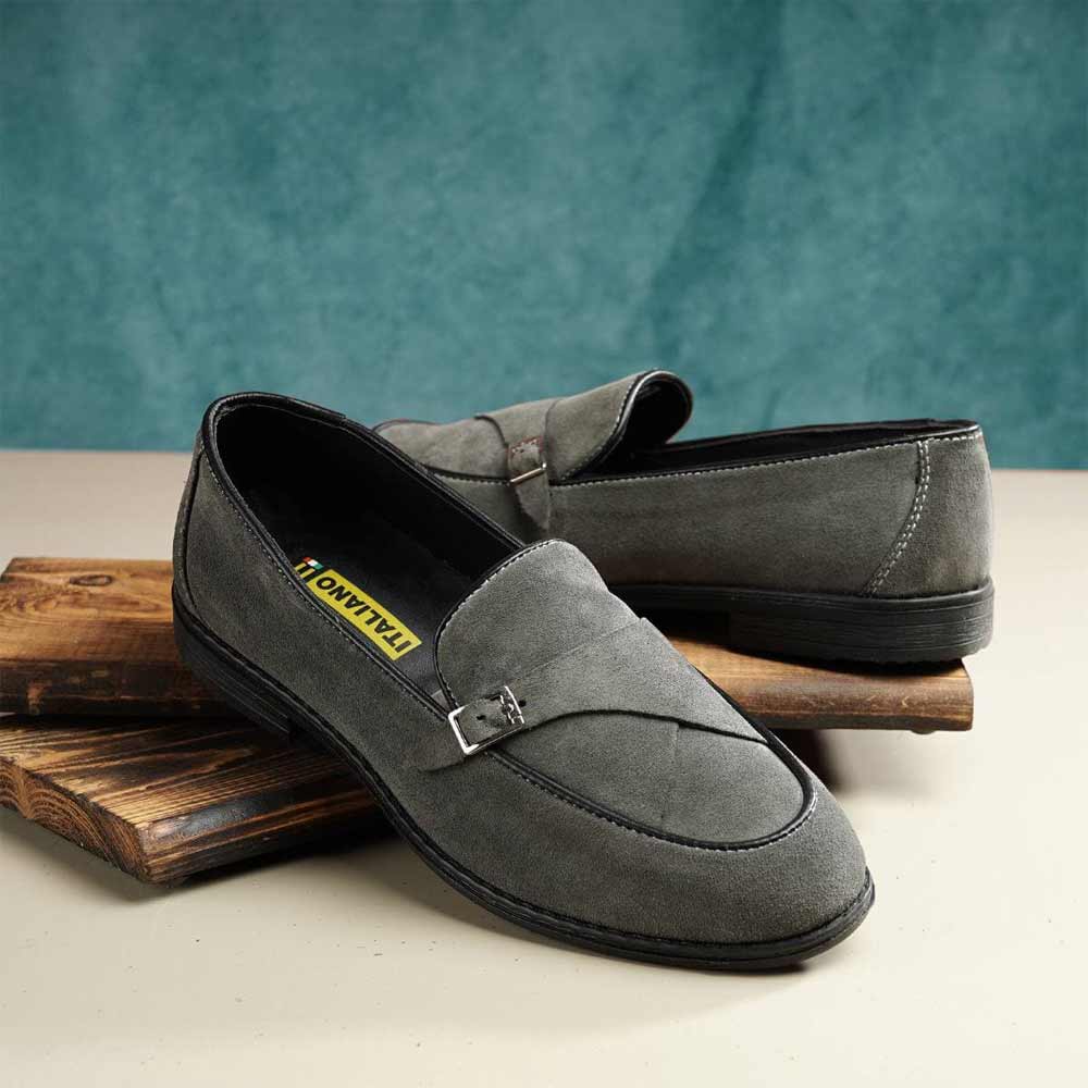 Men's single buckle monk shoes - Grey | Gendys
