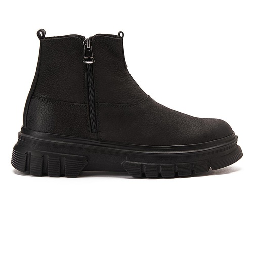 Men casual chelsea boots with side zippers - Black