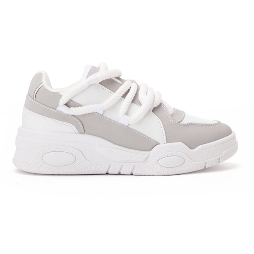 Trendy women sneakers with grey details - White