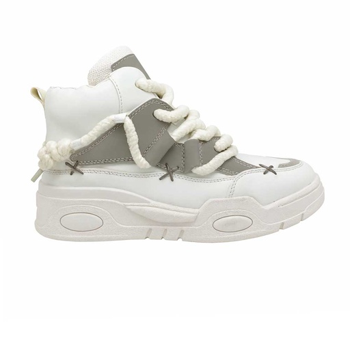 Trendy women sneakers with grey details - White