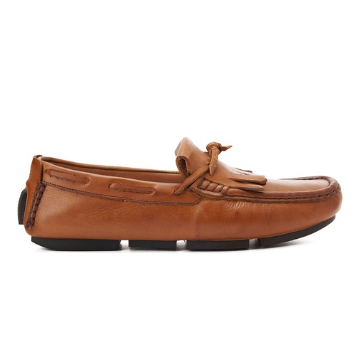 Men fringe leather moccasin - Havana