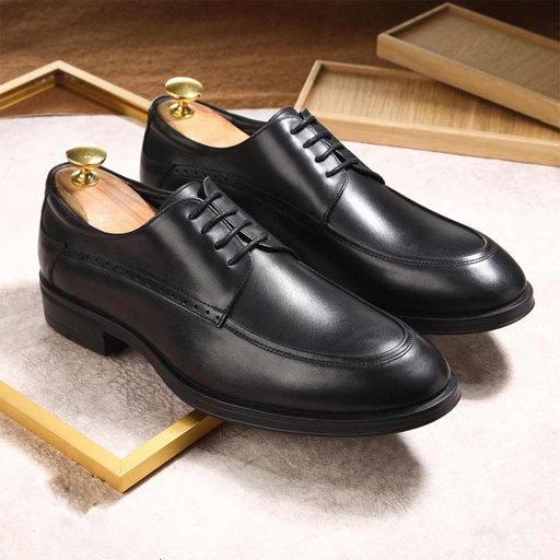Genuine leather men casual shoe - Black
