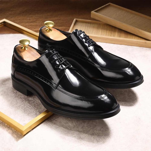 Men glossy derby shoe - Black