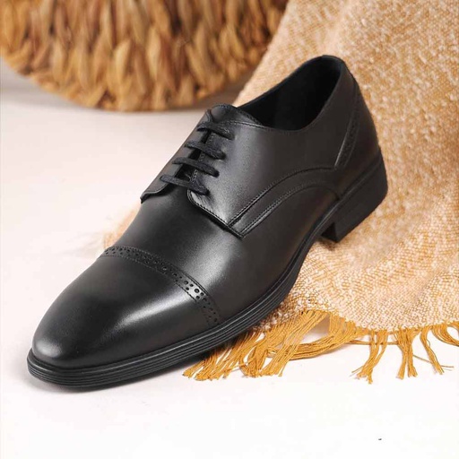 Men leather derby shoes - Black