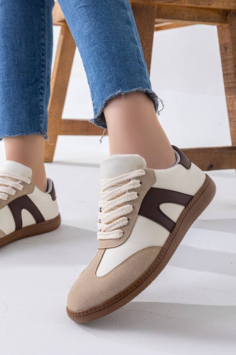Women's stylish sneakers - Beige*Brown