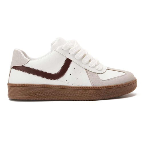 Women's fashion sneakers with maroon details - White